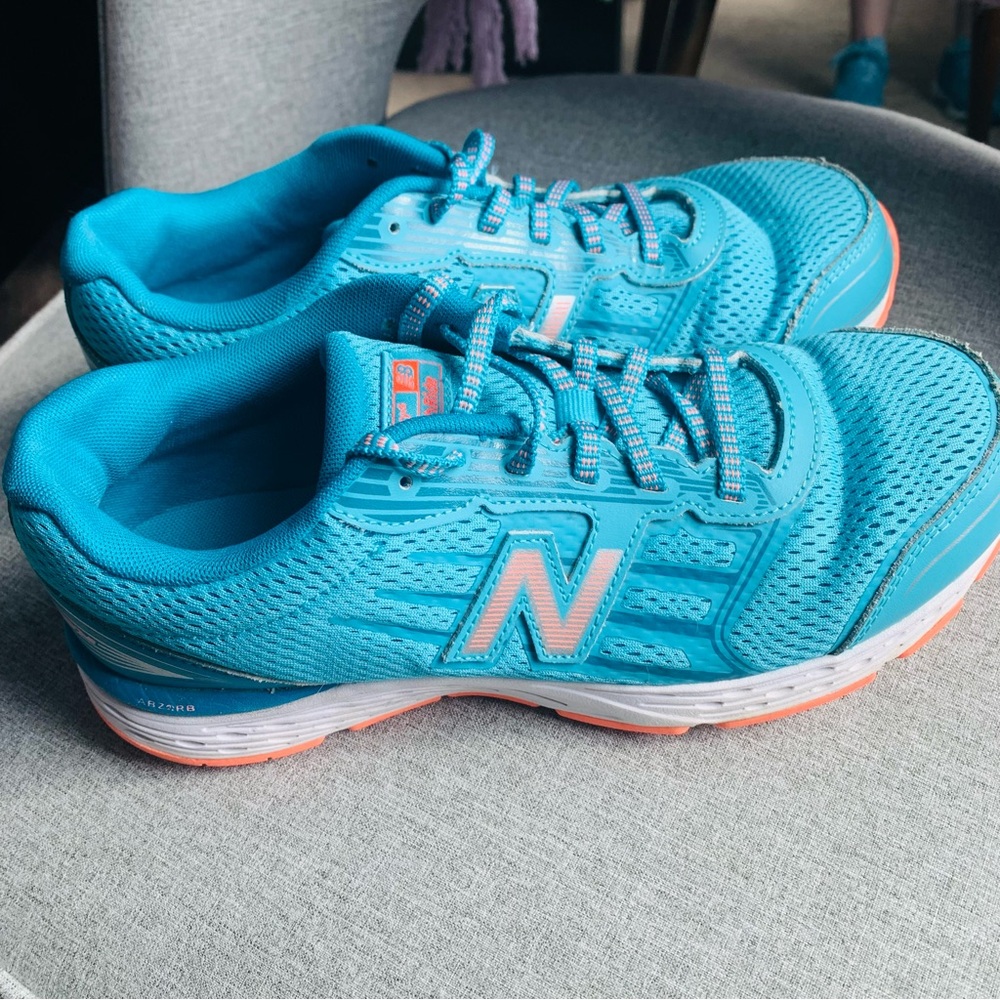 Kids Running Shoes Sneakers New Balance Blue Aqua Coral Athletic Youth Kids 7